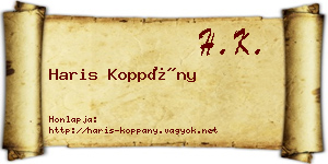 Haris Koppány névjegykártya